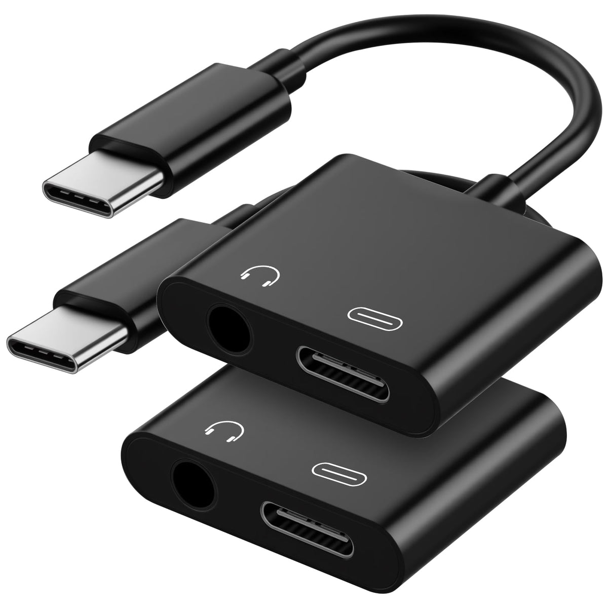 Criello USB C to 3.5mm dongle in black for on-the-go listening.
