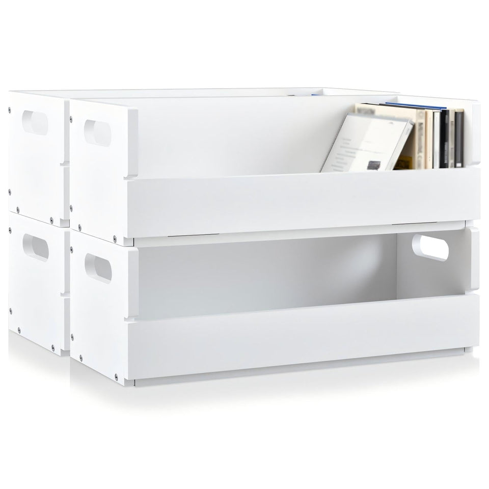 CroBlissful 4-set wooden CD storage box with magnetic front flap for easy access.