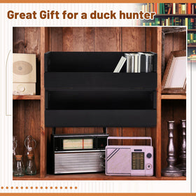 CroBlissful black finish wood adds timeless elegance to media organization.