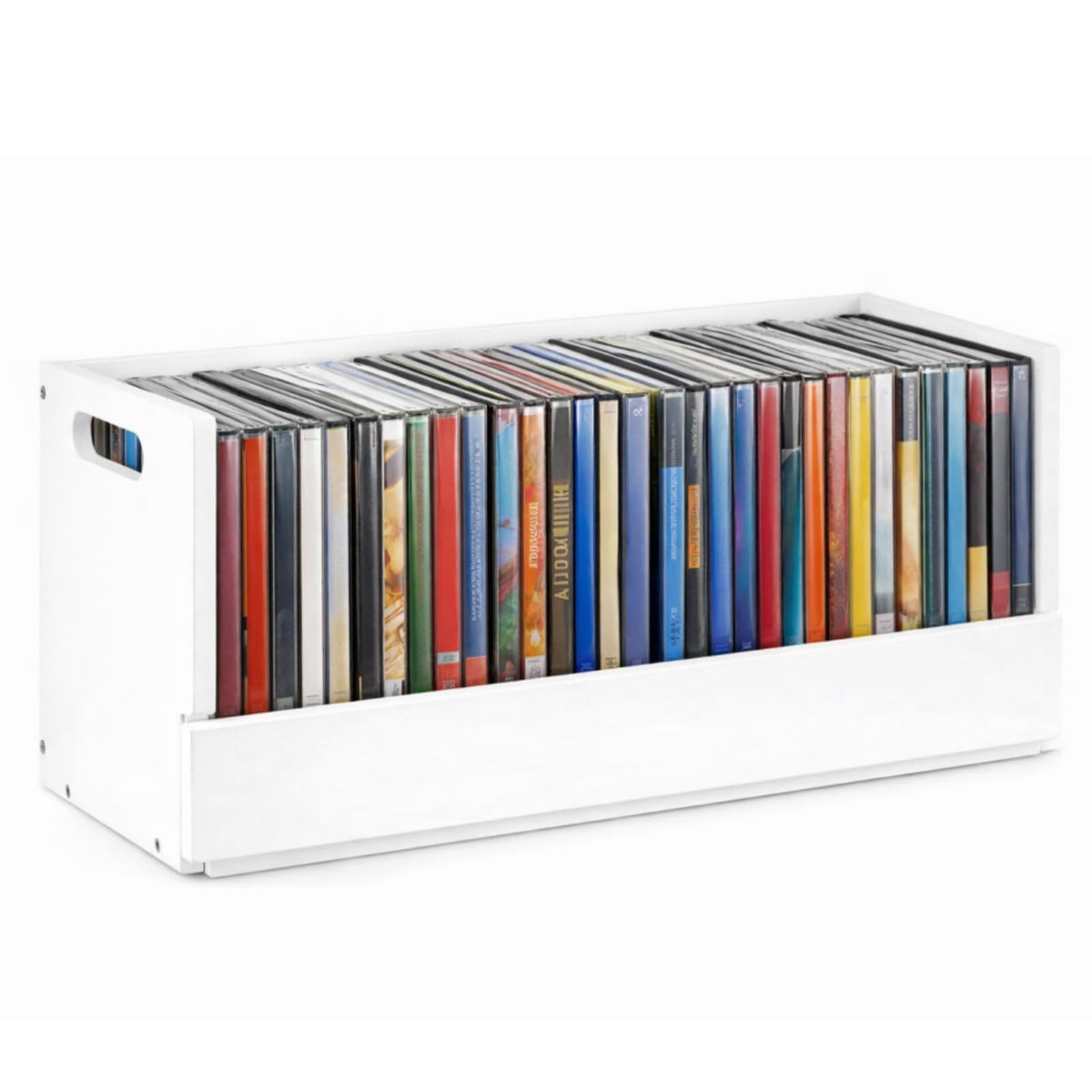 CroBlissful wooden DVD storage box with magnetic front for easy access.