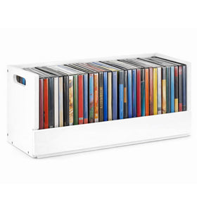 CroBlissful wooden DVD storage box with magnetic front for easy access.