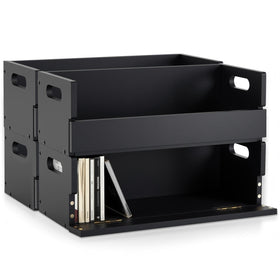 CroBlissful four-set wooden CD boxes front view for organized, stylish storage.