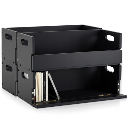 CroBlissful four-set wooden CD boxes front view for organized, stylish storage.