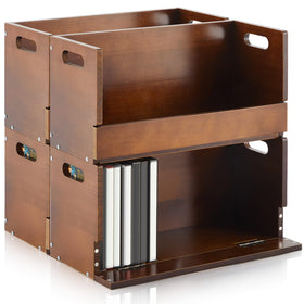 CroBlissful four-set wooden DVD storage box front view, sturdy and space-saving.