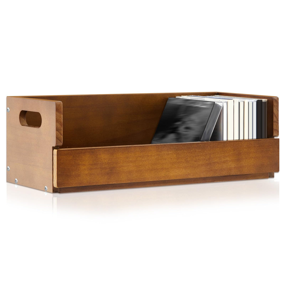 CroBlissful front view of wooden box showing tidy storage benefit