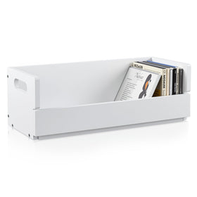 CroBlissful front view of white wooden CD box showing neat storage benefit