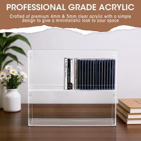 CroBlissful multifunctional storage holds CDs, DVDs, and movie boxes.