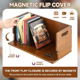 CroBlissful stackable wooden DVD boxes arranged for neat, accessible media display.