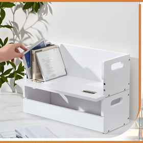 CroBlissful white wooden rack blends with decor for elegant media storage.
