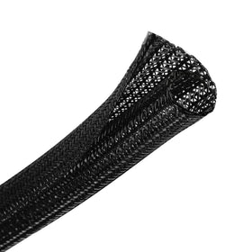 CrocSee 10ft braided sleeve protects and neatens multiple cables behind a TV setup.