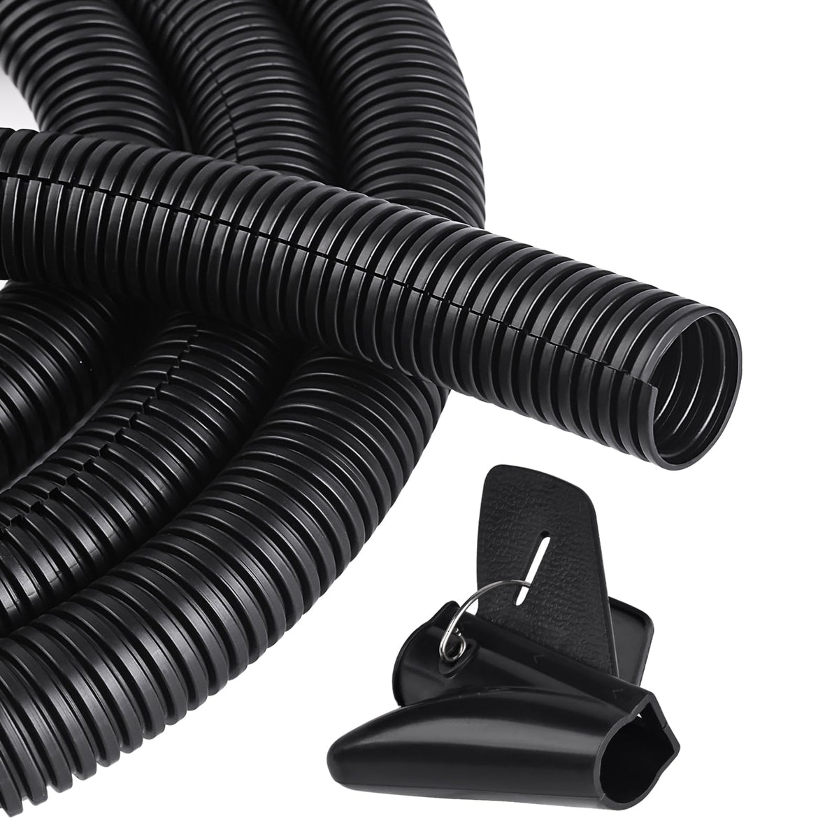 CrocSee 10ft split wire loom tube in black protecting cables with a sleek, durable design