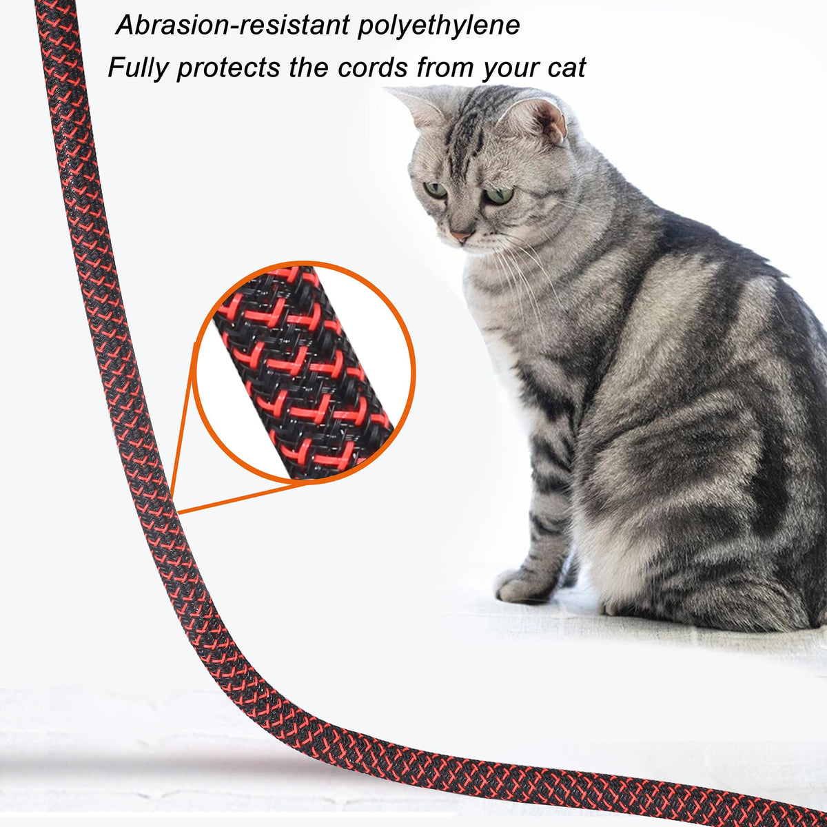 CrocSee durable polyethylene sleeve guards cords from pets and daily wear.