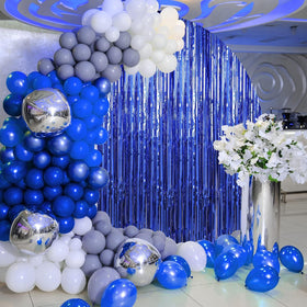 Crosize dark blue foil fringe curtains door hanging creates a dramatic entrance and photo ops.
