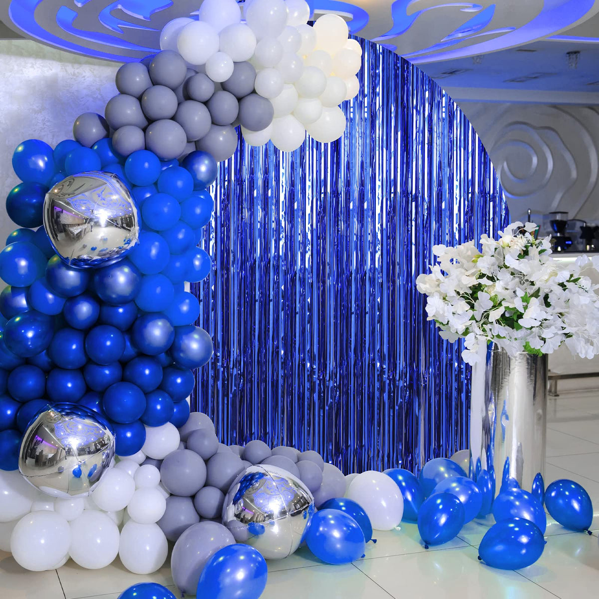 Crosize curtain installed in a doorway to add instant party ambiance benefit