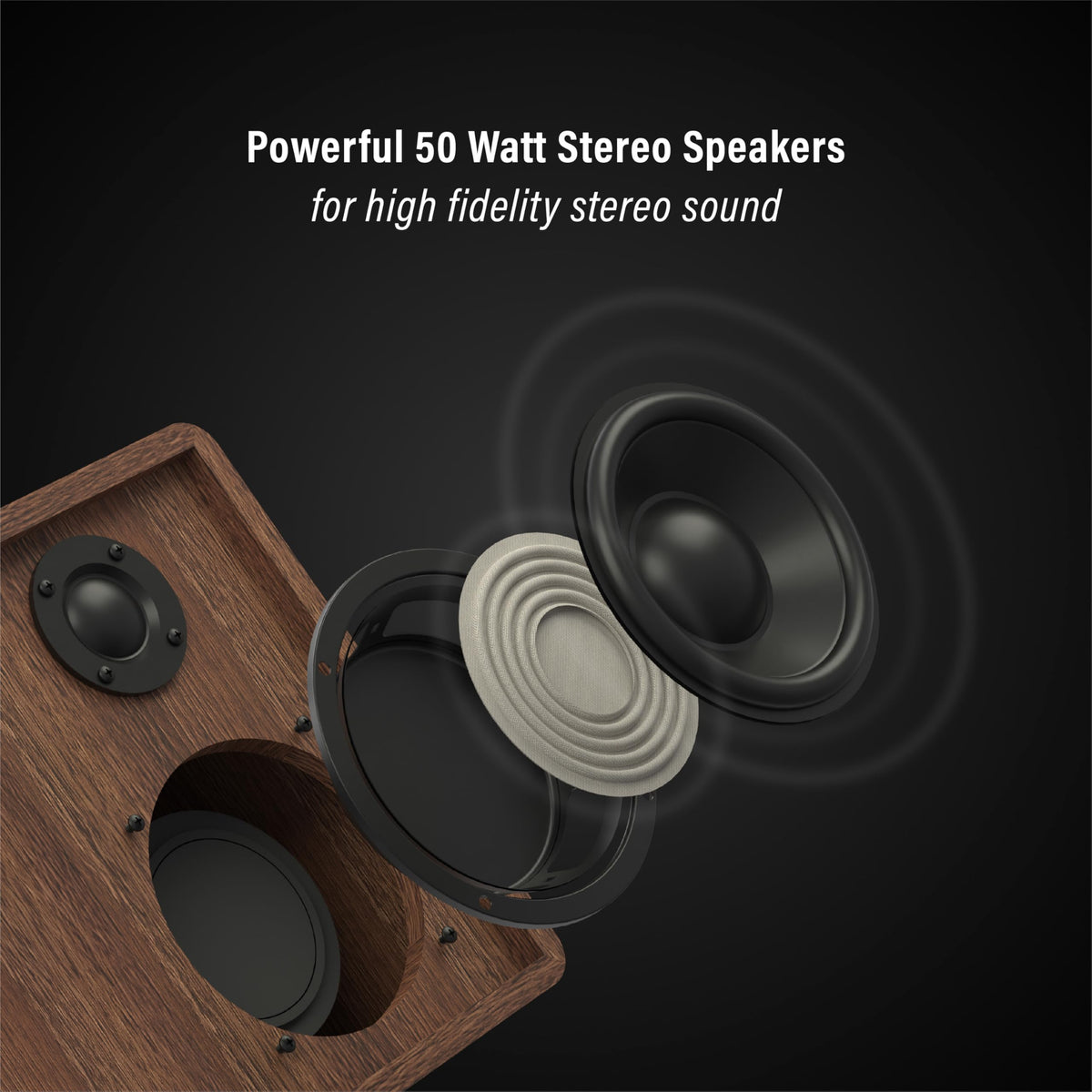 Crosley C65A-WAGL belt-drive unit minimizes vibration for cleaner playback.
