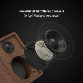Crosley C65A-WAGL belt-drive unit minimizes vibration for cleaner playback.