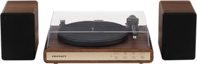 Crosley C65A-WAGL all-in-one setup with 50W speakers and 33/45 RPM support.