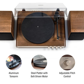 Crosley C65A-WAGL bookshelf speakers deliver immersive stereo in small rooms.