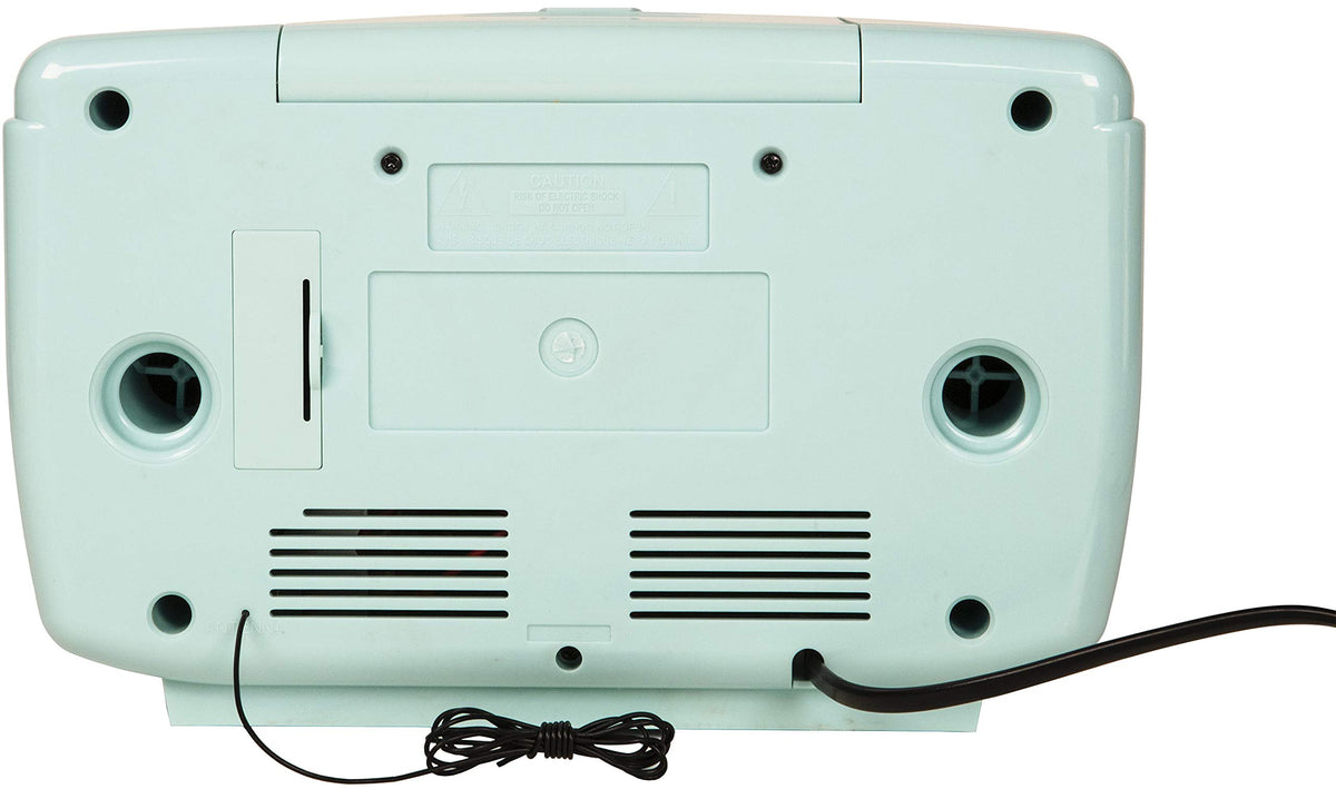 Crosley Corsair CR612B-AB aqua blue base provides stable tabletop placement