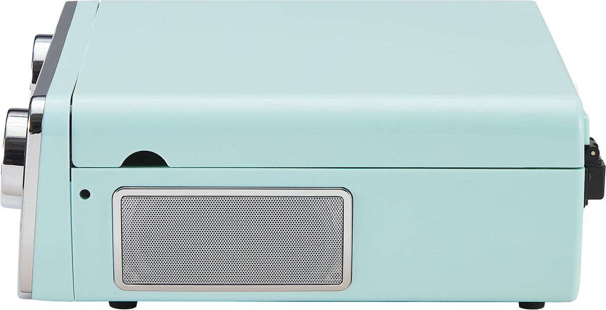 Compact all-in-one entertainment center by Crosley designed for easy placement