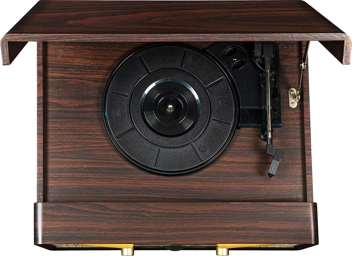 Crosley CR7016A-MA Rhapsody fabric speaker grills reflecting vintage texture