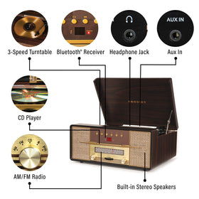 Crosley CR7016A-MA Rhapsody lower speakers delivering full-range stereo sound
