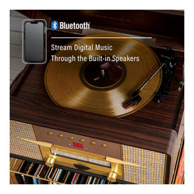 Crosley CR7016A-MA Rhapsody vinyl turntable ready for 33 1/3, 45, and 78 RPM records