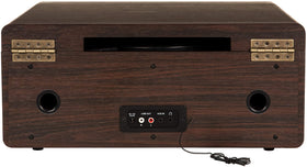 Crosley CR7016A-MA Rhapsody wood cabinet with golden accents and retro flair