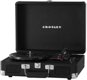Crosley CR8005DP-BK1 built-in speakers with aux input for richer sound
