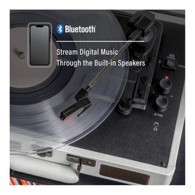Crosley CR8005DP-WF Bluetooth connectivity enables wireless streaming to speakers.