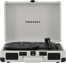 Crosley CR8005DP-WF Cruiser Plus front view shows portable vinyl setup with vintage charm.