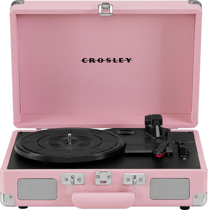 Crosley Cruiser Plus blush front view shows warm, vintage styling and compact footprint