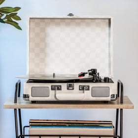 Crosley CR8005F-AC Cruiser Plus open lid reveals easy access for playback