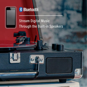 Crosley Cruiser Plus built-in speakers deliver warm, room-filling sound