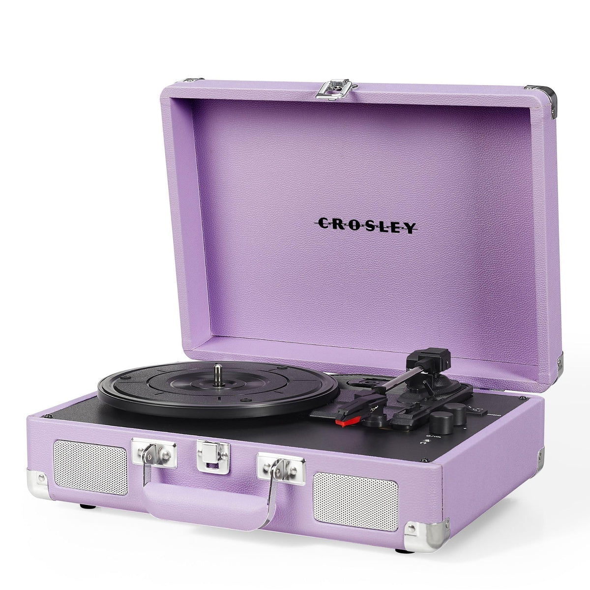 Crosley CR8005F-LN Cruiser Plus lavender front view highlighting portable vintage turntable