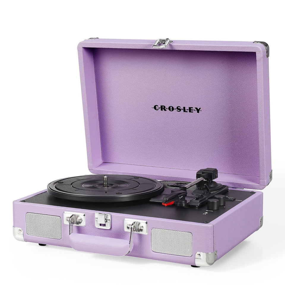 Crosley CR8005F-LN Cruiser Plus lavender front view highlighting portable vintage turntable