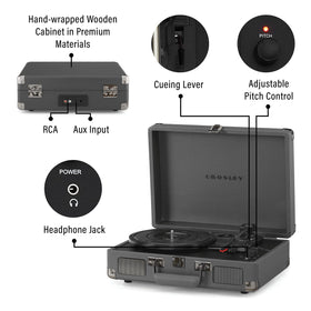 Crosley Cruiser Plus CR8005F-SG Bluetooth connectivity and built-in speakers for wireless streaming