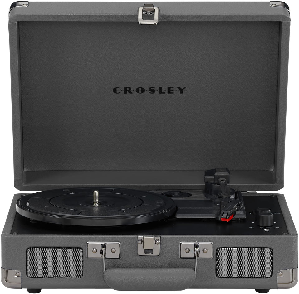 Crosley Cruiser Plus CR8005F-SG front view in slate for portable vintage listening