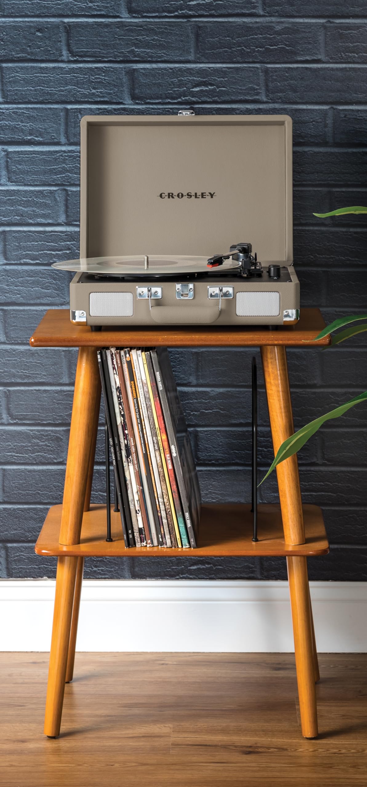 Crosley CR8005F-TE vintage-inspired yet modern styling in taupe.
