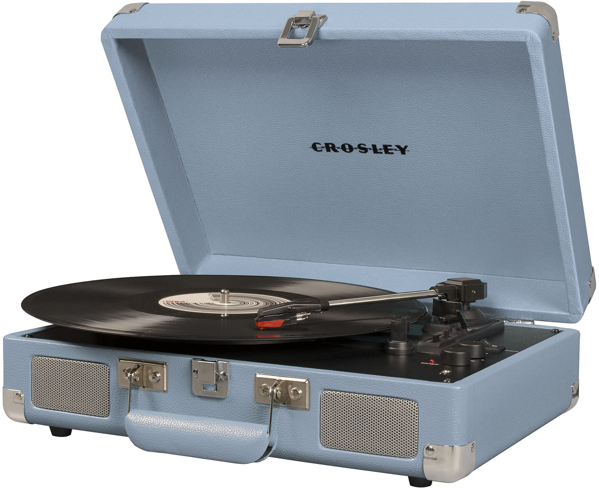 Crosley Cruiser Plus tourmaline finish adds vintage appeal