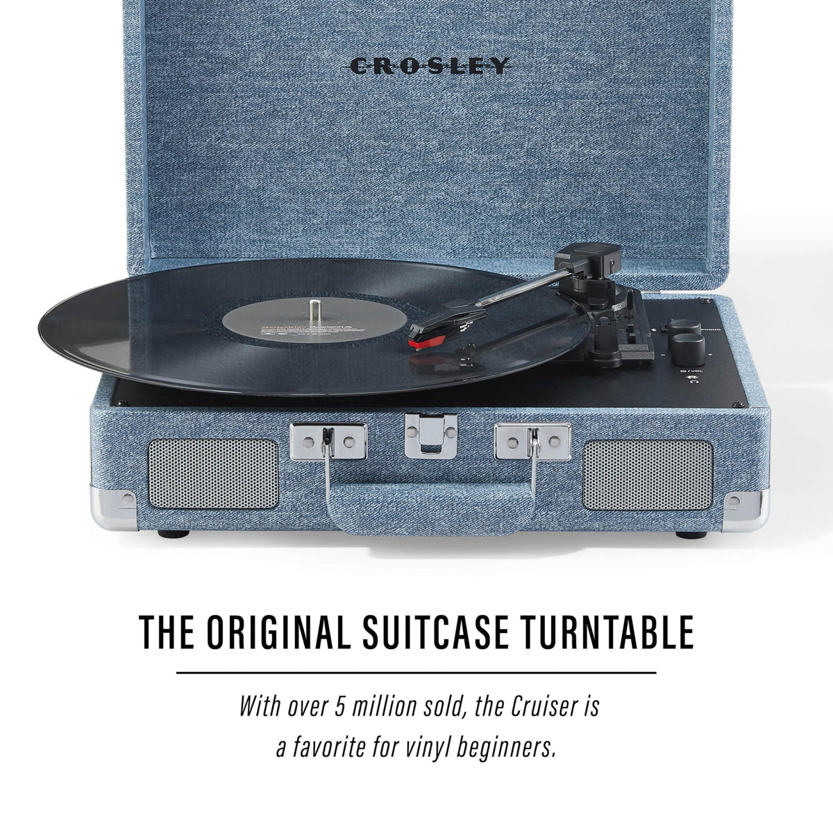 Crosley CR8005F-WD Cruiser side controls for easy playback and adjustment.