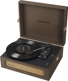 Crosley CR8017B-CO Voyager portable suitcase design for easy on-the-go listening.