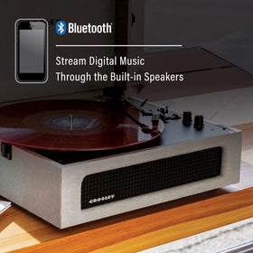 Crosley CR8017B-GY Voyager Bluetooth connectivity for wireless playback to external speakers