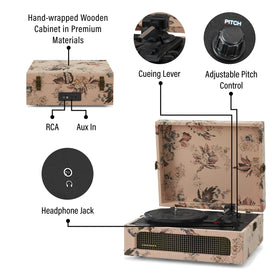 Crosley CR8017B Voyager side profile highlights compact suitcase design.