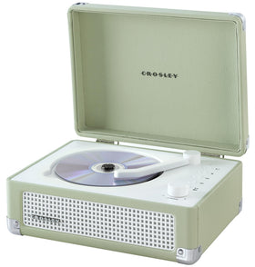 Crosley Cruiser CD tray open showing disc loading convenience and clear controls