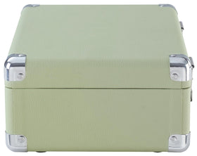 Crosley Cruiser tonearm-style power switch and buttons highlighting retro control charm