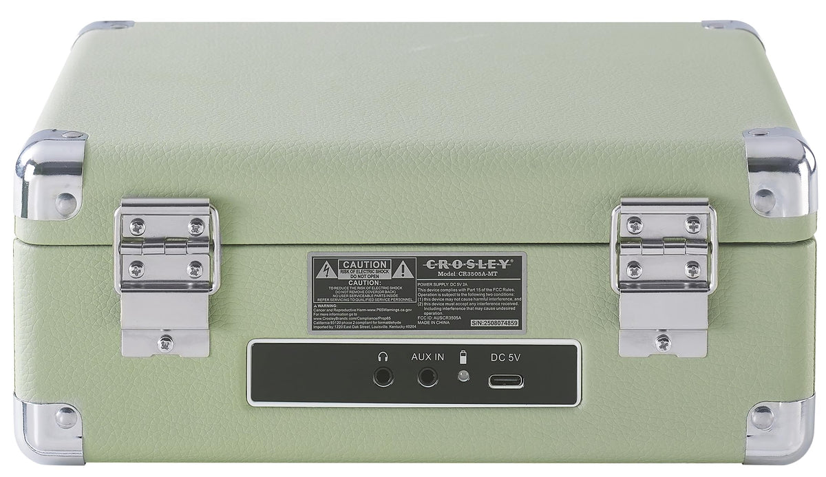 Crosley Cruiser paired with headphones showing private listening and battery operation