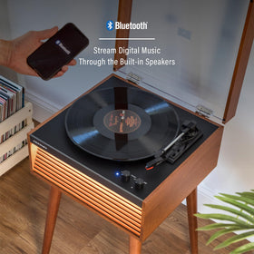 Bluetooth connectivity enables wireless streaming to speakers