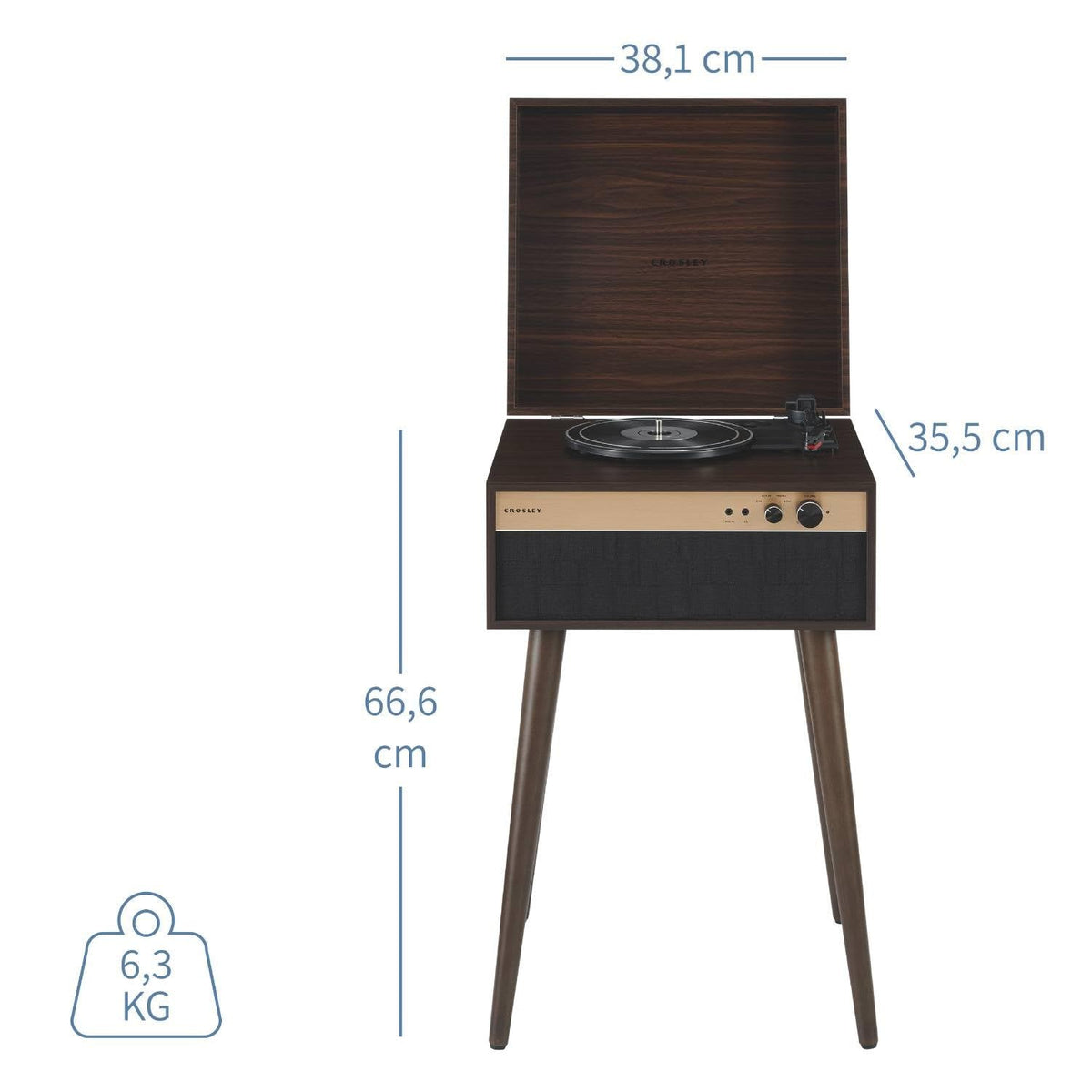 Crosley Jasper detachable legs enable quick, portable setup.