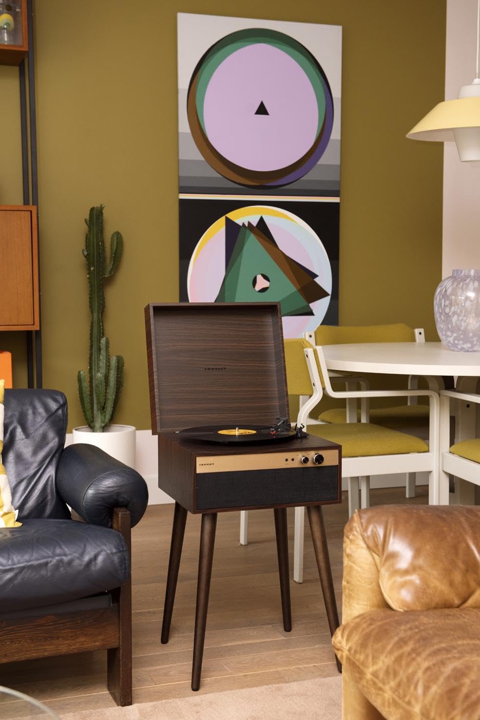 Crosley Jasper headphone jack supports private listening in any room.